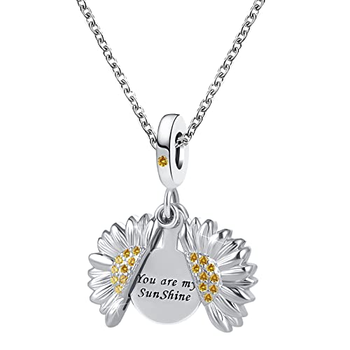 YQSLIN Collar de girasol con colgante de medallón You are My Sunshine para mujer, novia, mamá, cumpleaños, cristal, base