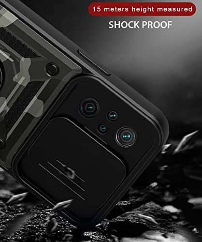 Image of Kapa Tank Back Cover for Redmi Note 10 Pro /Note 10 Pro Max, Inbuilt Ring + Slider [Military Grade Protection] Shockproof Lens Protection Case (Black)