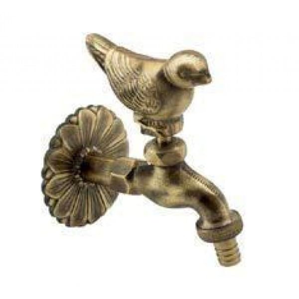 Grifo Jardin 1/2" Decorativo Pajaro con Racor Manguera