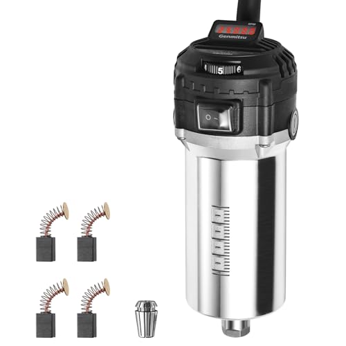 Genmitsu Routeur compact CNC 710 W de 65 mm de diamètre, moteur de broche avec écran numérique LCD, 6 vitesses réglables, pince ER11 de 0,3 cm, 4 balais de carbone, pour fraiseuse CNC