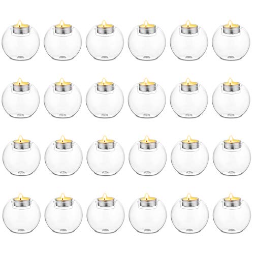 Sziqiqi Classic Crystal Light Stands Holder Glasses for Wedding Tea Lights Holders Table Dining Glass Holder Stand Bar Party Home Decor, 24Pcs