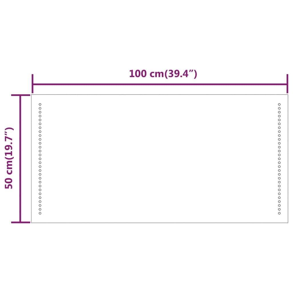 Lustro łazienkowe LED ze szkła, 50 x 100 cm, z oświetleniem USB, klasa wodoszczelności IP65, do łazienki, przedpokoju i makijażu, do mocowania na hakach ściennych