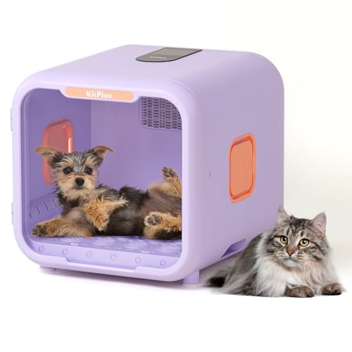 KITPLUS Pet Dryer Box for Dogs and Cats, 71L Large Capacity Ultra-Quiet Dog Hair Dryer Box with Smart Lock, Adjustable Temperature, Ambient Light & Multi-Use Design &ndash; Ideal for Pets Under 35lbs