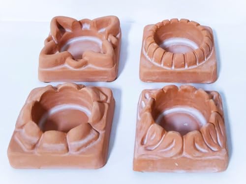 JBK Pottery Assorted Terra Cotta Ceramic Tea Light Candle Holders, Set of 4