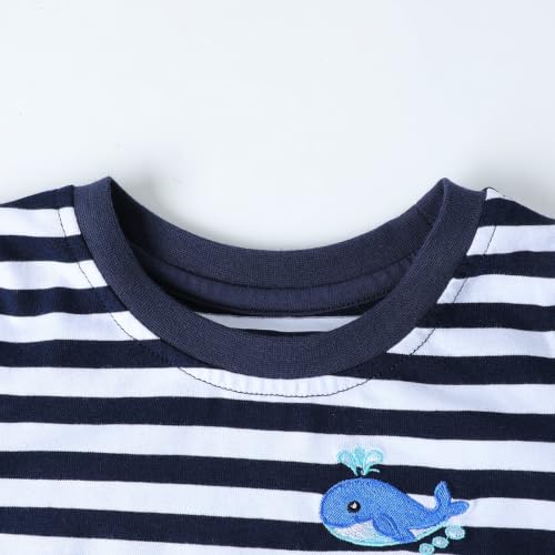 Image of HILEELANG Toddler Boy Summer Outfit Set 2 Piece Short Sleeve T Shirt and Short Soft Breathable Cotton Clothing Sets 2-7T