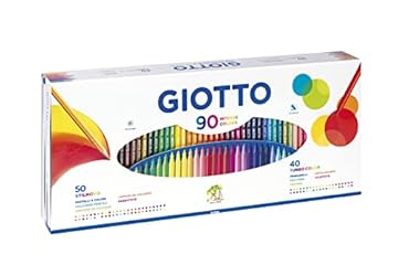 GIOTTO Stilnovo & Turbo Color - Box Da 50 Matite A Pastello E Pennarelli A Punta Fine + 40 Pennarelli, 2.8-3.3 mm, Colori Assortiti