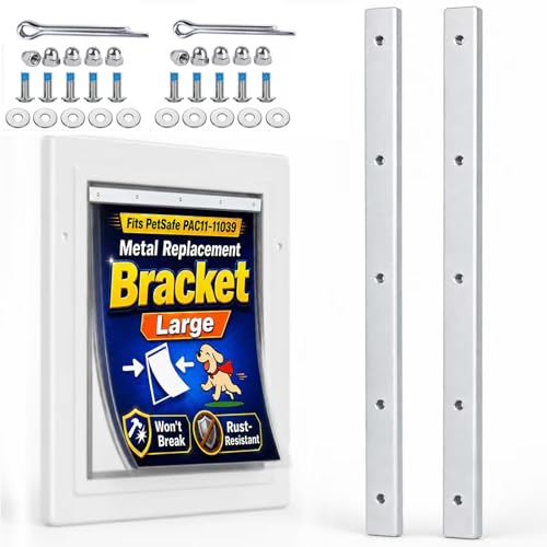 JeyPawv 2 Pack Metal Replacement Bracket for Petsafe Door Large Replacement Flap PAC11-11039, Aluminium Alloy Mounting Kit Parts, 304 Stainless Steel Screws & Washers,Easy 5-Minute Install