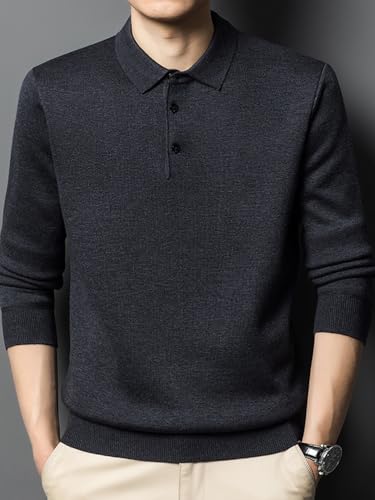 Winter Middle-Aged Men's Collar Sweater,Thick Thickened Warm Knitted Sweater2