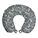 ABAKUHAUS Camuflaje Cojín de Viaje para Soporte de Cuello, Neutro Pixel Art Camo, Viajes Siestas Leer Mirar TV, 30x30 cm, Azul Gris Blanco