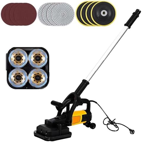 4- Concrete Grinder Set 3800W Concrete Planer With 6 Speed Control For Grinding, Polishing, Deburring, Engraving And Rust Removal (Standard + Extension rod)