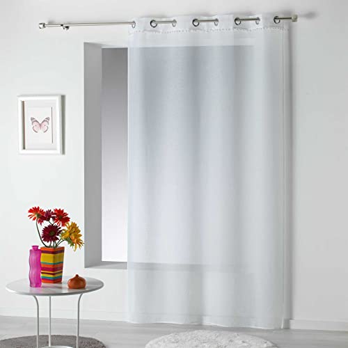 Douceur d'Intérieur Panel with Eyelets 140 x 240 cm Voile Sand Top Pompoms Doll White, 240 x 140 cm