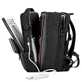 IceSelect Mochila de Viagem Expansivel Grande Masculina Feminina,Mochila Avião para Notebook 17,Executiva,Antifurto,Reforçada,USB,Impermeável,Escolar,Faculdade,Trabalho,Presente