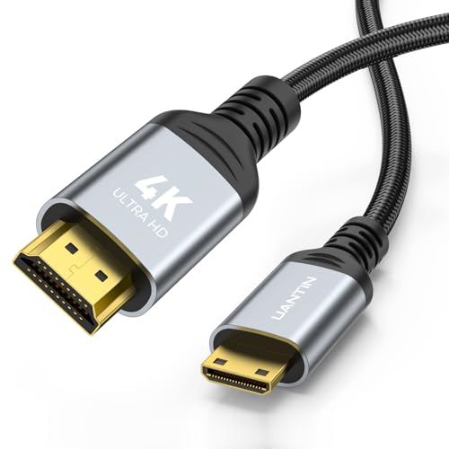 UANTIN Mini HDMI to HDMI Cable 6FT, 4K 60Hz High-Speed Mini HDMI to HDMI 2.0 Braided Cord, 18Gbps Compatible with Camera, Camcorder, Tablet and Graphics/Video Card, Laptop, Raspberry Pi Zero W