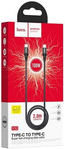 日本トラストテクノロジー hoco X50 100W PD対応ナイロンケーブル 2m X50-100TC20-BKX5 5個セット
