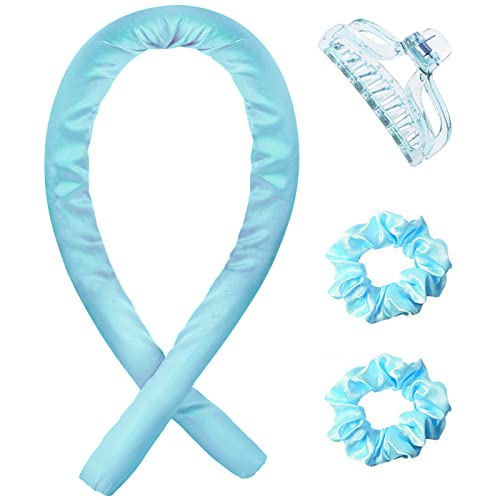 Heatless Curls,Heatless Hair Curlers for Long Hair,Heatless Curls Headband to Sleep in,Overnight no Heat Curling Rollers Styling Tool Set for Girls and Women (Blue)