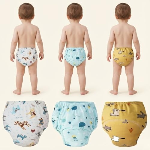 Image of Bembika Baby Training Pant Soft Cotton Reusable Potty Training Pants For Kids Leak-Resistant, Padded Underwear For Babies To Support Diaper Free Transition (L Size For 18-24 Months Pack Of 3)