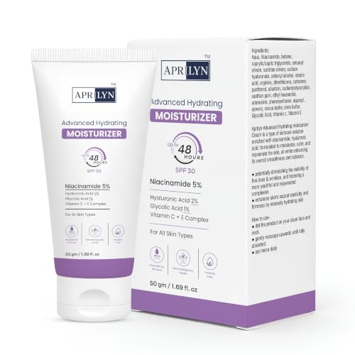 Image of Advanced Hydrating Moisturizer | With 5% Niacinamide, 2% Hyaluronic Acid, Vitamin C + E & Glycolic Acid | 48 Hours Hydration | Oil Free, Non Sticky & Fast Absorbing Face Moisturizer | Daily Use for All Skin Types | For Men & Women | 50GM