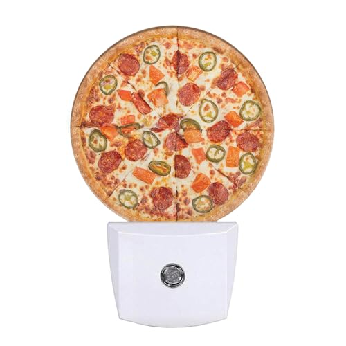 Image of Pizza Night Light Fast Food Sausage Pizza Cheese Plug-in Night Lights with Dusk-to-Dawn Sensor for Bedroom, Bathroom and Living Room 0.5W Sleep Friendly for Women /Girls /Boys Gift