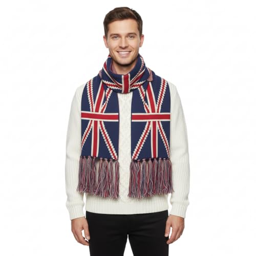 Hilto Union Jack Scarf for Men Women Unisex For Winter Summer scarves ladies fashionable winter knitted union jack scarf
