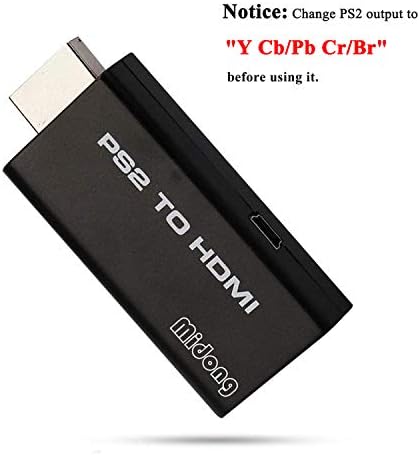 Midong for PS2 to HDMI Converter Adapter Adaptor w/ 3.5mm Audio Output for HDTV or HDMI Monitor