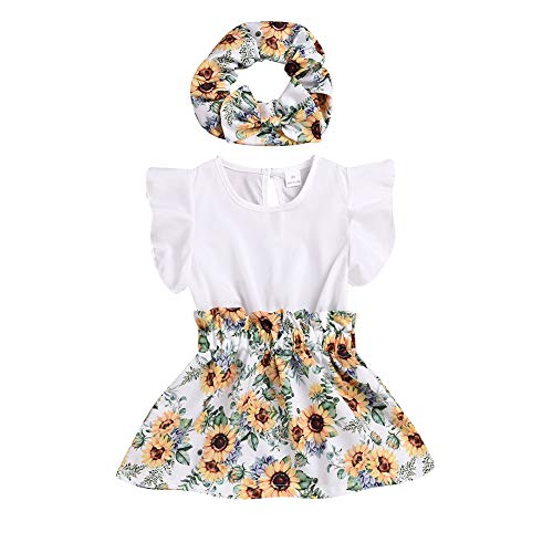 BAOBAOLAI Conjunto de 2 peças de vestidos para meninas com estampa floral, vestido de manga longa, v