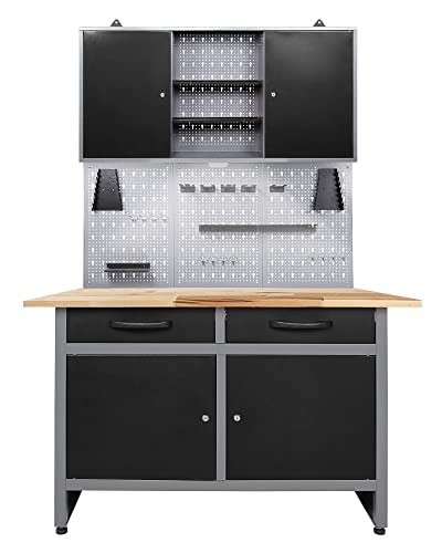 Arbeitstisch Werkbank Ondis24 Werkstatt-Set – 240 Cm Montagewerkbank Mit 3 Schränken, Lochwand & Haken Ondis24 Werkbank Set