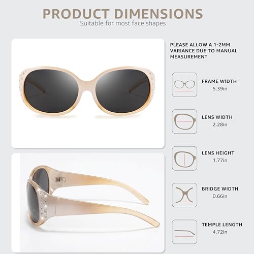 Image of LVIOE Polarized Sunglasses for Women Rhinestone Design Wrap Around Shades