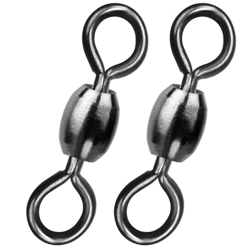 9KM DWLIFE Fishing Swivels Terminal Tackle 50pcs,Black Crane Rolling Barrel Swivel Connector for Sea Carp Fishing (Size 6#
