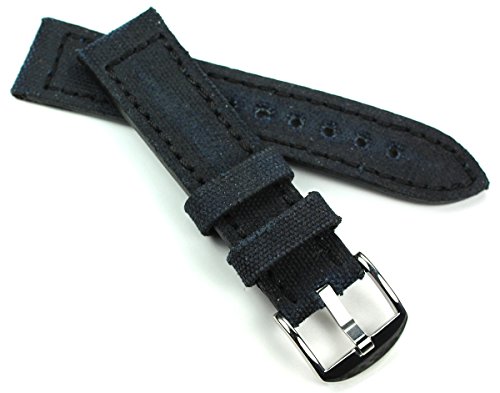 Bracelet de montre Rios 1931 noir en toile 22 mm pour un style quotidien casual