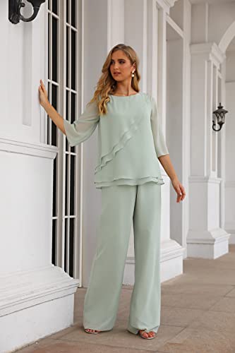 Women's Chiffon Half Sleeve 2 Pieces Mother Of The Bride Pants Suit Evening Desert Rose Us 16 #TOP1