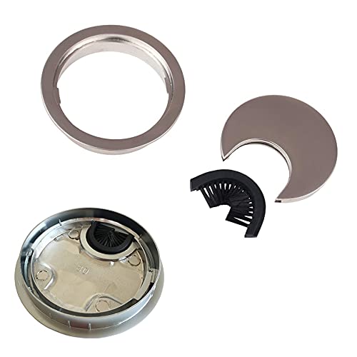LIKERAINY Kabeldurchführung Kabeldurchlass Runde Ø80mm mit Bürstendichtung aus Metall Verchromt zum Einfügen am Schreibtisch Kabelorganisation für Möbel Kabeldurchlass Silber 4 Stück