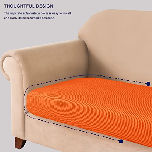 Subrtex Stretch Cushion Cover Soft Sofa Seat Slipcover Spandex Chair Couch Cover Suitable For 1-2-3 Seaters Replacement For Furniture Protector(Orange,Medium) #TOP2