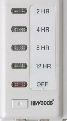 Woods 59014 Countdown In-Wall Electronic Timer, 120 V, 15 A, 2, 4, 8, Hr Off, 12-Hour, White #TOP2