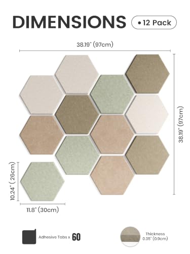 Fluxynara 12-Pack Hexagon Felt Bulletin Board Tiles, Linen Dusk-1 - Image 2
