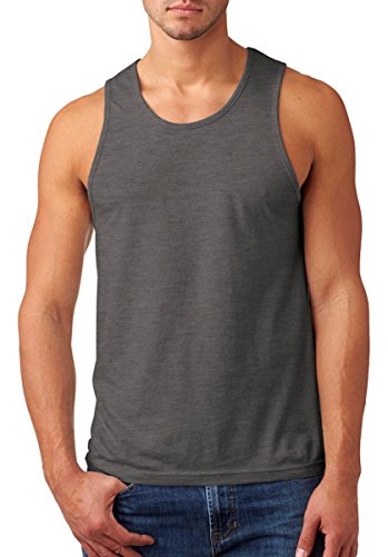 Next Level Men's Rib-Knit Sublimated Muscle Tank Top, Large, Dark Heather Gray
