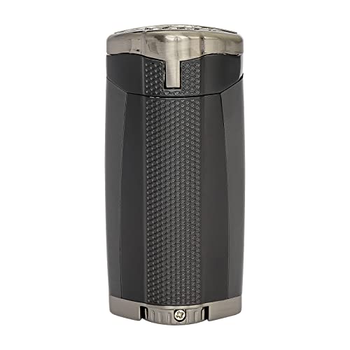 Xikar Hp3 Inline Triple Flame Cigar Lighter, Attractive Gift Box, Ez-View Red Fuel Window, Honeycomb Texture, Matte Black #TOP4