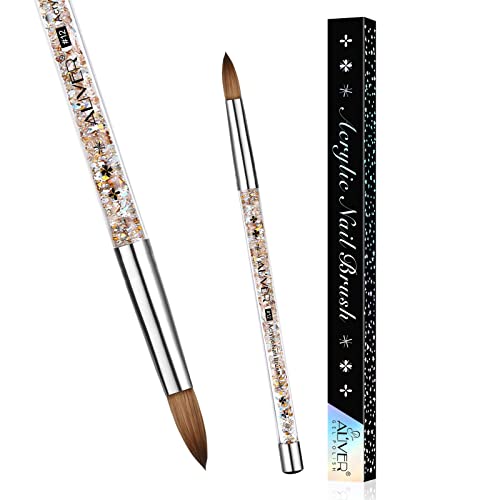 Nail Art Brush, Acrylic Nail Brush Size 14, Acrylic Nail Brush Kolinsky for Acrylic Powder, 100% Pure Kolinsky Sable Hair, Bristles Liquid Glitters Handle