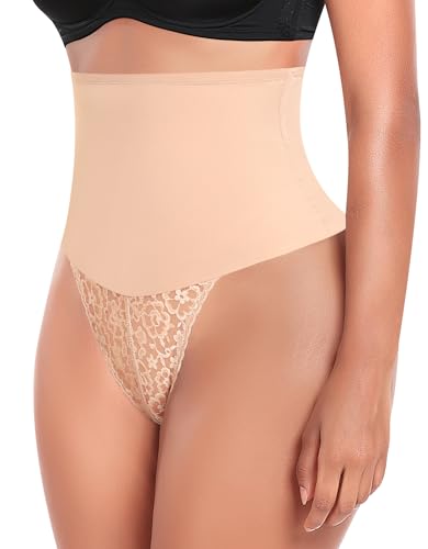 Image of Werena Tummy Control Thong Shapewear for Women Lace Shaping Thong Girdle