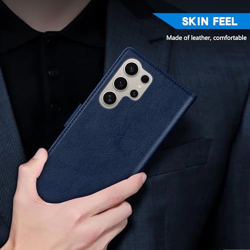 Image of ZZXX for Samsung Galaxy S25 Ultra Wallet Case with [RFID Blocking] Card Slot Kickstand Magnetic Closure Leather Flip Fold Protective Phone Case for Galaxy S25 Ultra 5G Case Wallet(Blue-6.8 inch)