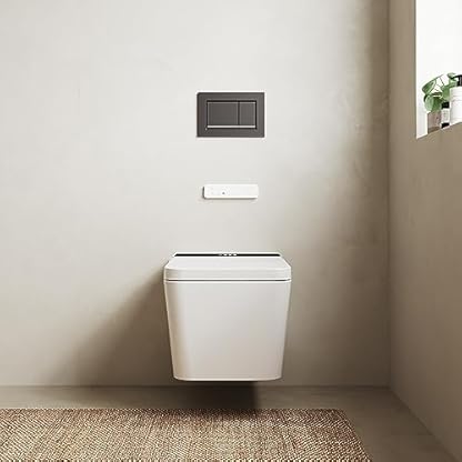 Mizubath Japanische Hänge-WC | Wasserreinigung mit verschiedenen Massagen | Trocknung heißer Luft | Fernbedienung und seitliches Bedienfeld | Hängeinstallation | Serie Isla Display schwarz – Bild 7