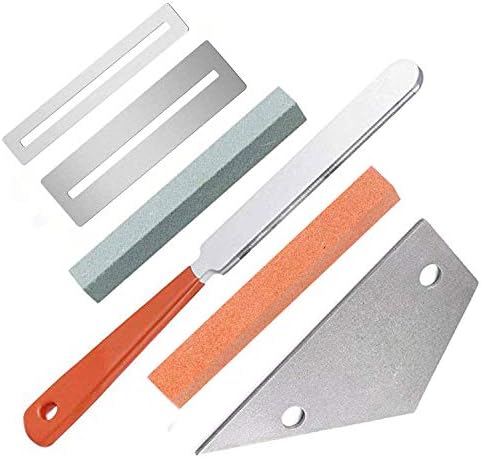 Guitar Luthier Tool Kit Included 1 Pcs Guitar Fret Crowning Luthier File, 1 Pcs Stainless Steel Fret Rocker, 2 Pcs Fingerboard Guards Protectors and 2 Grinding Stone for Guitar