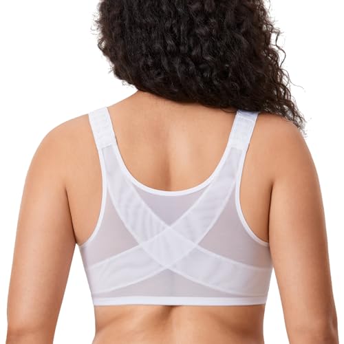 Image of DELIMIRA Women's Front Closure Posture Plunge Bras | Full Coverage, Plus Size, Underwire, No Padding Unlined, Back Support, Seamless, B-H Cups