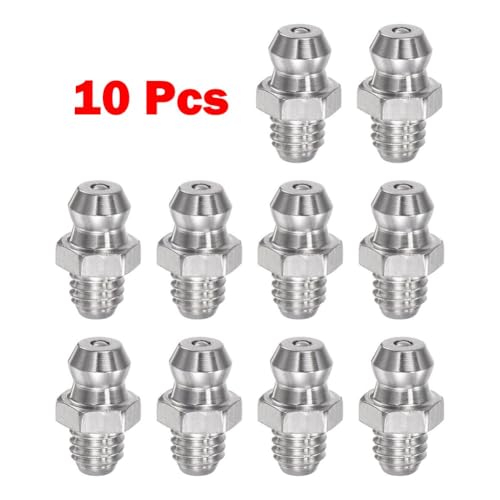 Zeroupshop 10 piezas de acero inoxidable 201 recto hidráulico engrasado racor, rosca métrica M6x1mm boquilla de grasa hidráulica, para accesorio de rodamiento