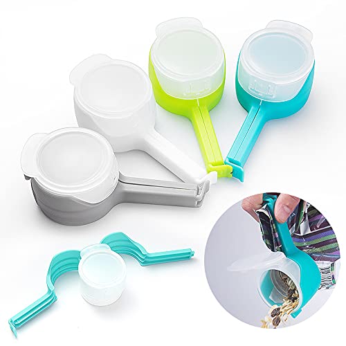 Baowanji 4er Set Turbo Clip Kunststoff Verschlussclips für Beutel Tütenclips Mit Deckel für Küche für Lebensmittel und Snacks Lagerung aus PP und ABS BPA-frei Cover