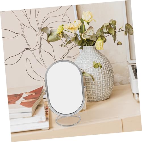 Espejo de maquillaje ovalado giratorio para tocador miniatura 4