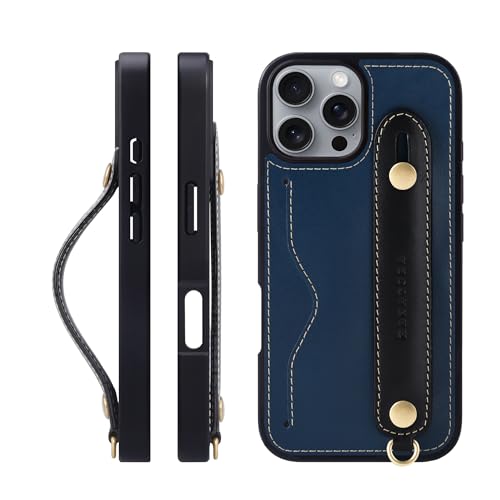 HANATORA for iPhone 16ProMax �P�[�X �{�v �ϏՌ� �w�ʃx���g �X�g���b�v�����O �X�}�z�P�[�X �X�}�z �X�^���h�@�\ �l�b�N�X�g���b�v �t�� �C�^���A�����U�[ �M�t�g �u���[+�u���b�N CGH-16ProMax-Blue-BK
