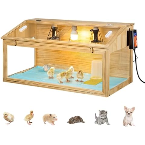 OCTAOR Premium Brooder Box for Chicks & Other Small Animals, Indoor Chicken Brooder Box Kit with Heat Lamp, Thermostat, Pet Diaper, Feeder, Waterer, Easy for Starters & Professionals, Eco-Friendly Cover