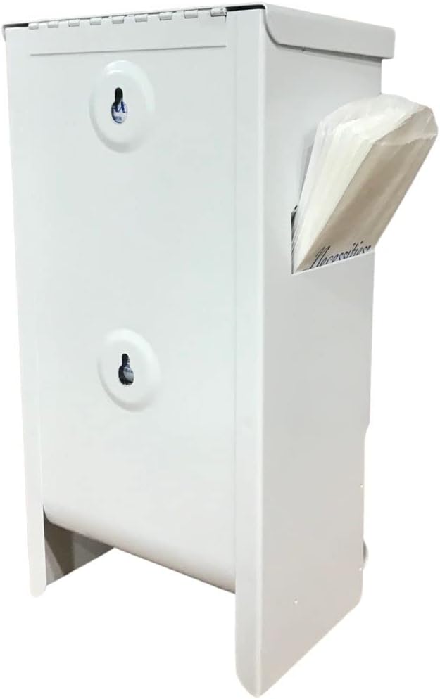 Tampon and pad Dispenser, Compact, Free Vending, White Steel Restroom Fixture