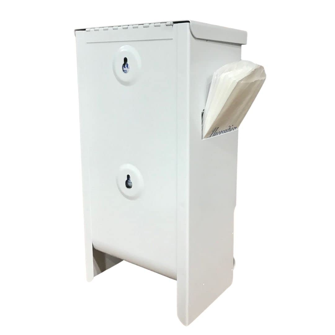 Tampon and pad Dispenser, Compact, Free Vending, White Steel Restroom Fixture