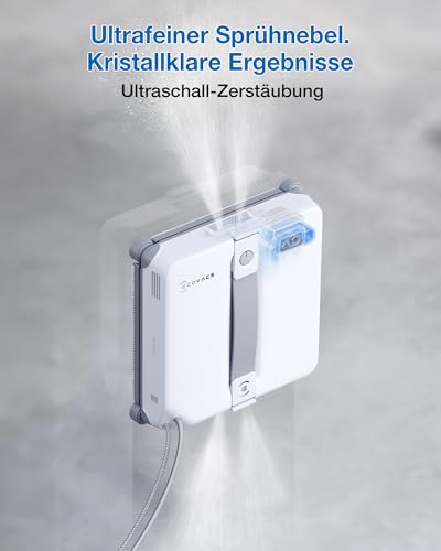 ECOVACS WINBOT Mini 2 Fensterputzroboter mit Eckbürsten & Ultraschallzerstäubung, Ultraschlank & Leicht für Schmale Fenster, Smarte Navigation, 6 App-Modi, 10-Stufiges Sicherheitssystem